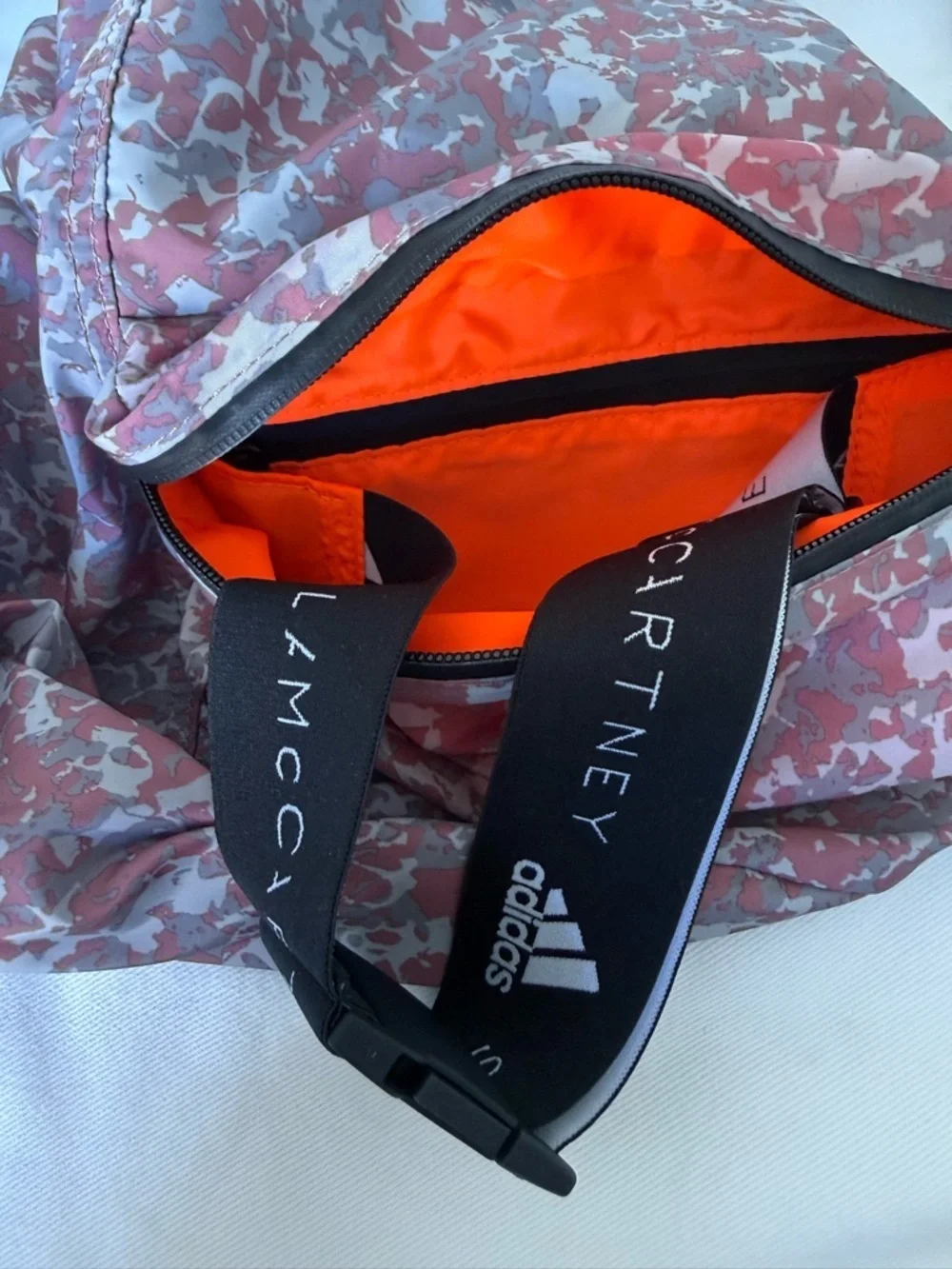 adidas Stella McCartney Pink Camo Drawstring Bag with Orange Interior